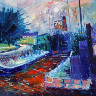 Puffer in dry dock Kirkintilloch Forth and Clyde Canal 24x24